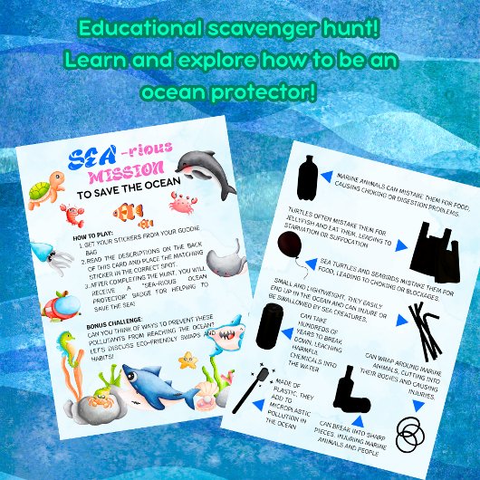 Zee-riouslyFun Ocean Protector Scavenger Hunt Kaar Kaart