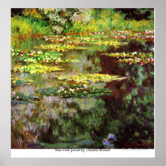 Zee roos vijver van Claude Monet Poster