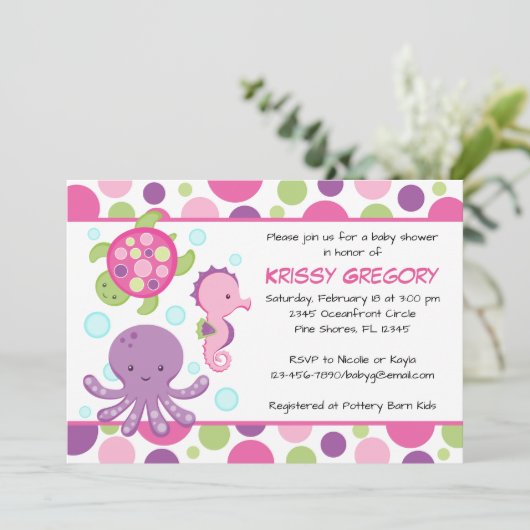 Zee Roze Babyschoenen Kaart (Staand voorkant)