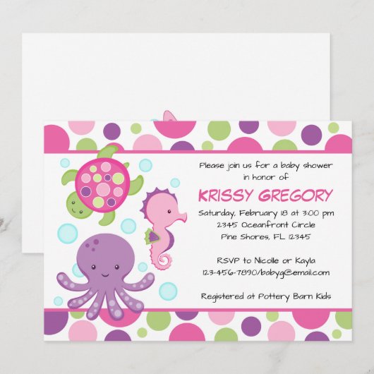 Zee Roze Babyschoenen Kaart (Voorkant / Achterkant)