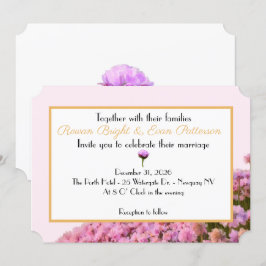 Zee roze en gouden bloemmotief kaart