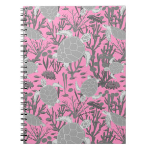 Zee roze roze en grijs modern Zee levenspatroon Notitieboek