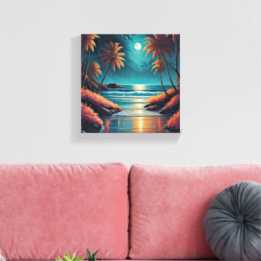 Zee 's nachts canvas afdruk (Insitu (Woonkamer))