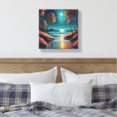 Zee 's nachts canvas afdruk (Insitu (Slaapkamer))