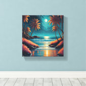 Zee 's nachts canvas afdruk (Insitu (Houten vloer))