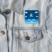 Zee 's nachts vierkante button 5,1 cm (In situ)