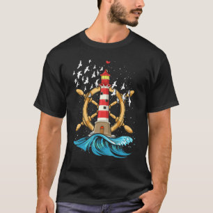 Zee Sailing stuurwiel Nautical Seagull Ocean T-shirt