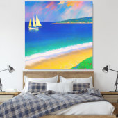 Zee Scape 09 "Jacht in de baai" Canvas Afdruk (Insitu (Slaapkamer))