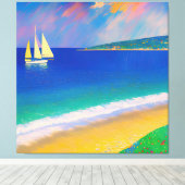 Zee Scape 09 "Jacht in de baai" Canvas Afdruk (Insitu (Houten vloer))