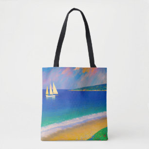 Zee Scape 09 "Jacht in de baai" Tote Bag