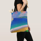 Zee Scape 09 "Jacht in de baai" Tote Bag (Dichtbij)