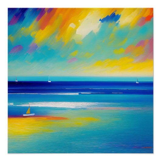 Zee Scape 10 "Vastgeplakt op het zand". Perfect Poster (Voorkant)