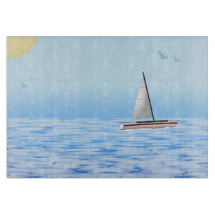 Zee scène met boot snijplank