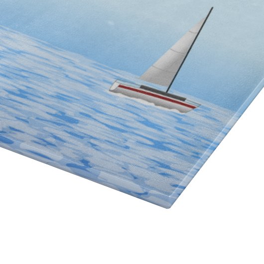 Zee scène met boot snijplank (Hoek)