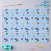 Zee scheepspatroon op blauw tissuepapier (Craft)