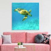 Zee Scheerschildpad zwemt in turkooizen oceaanwate Canvas Afdruk (Insitu (Woonkamer))