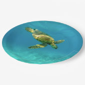 Zee Scheerschildpad zwemt in turkooizen oceaanwate Papieren Bordje (Gekanteld)