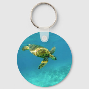 Zee Scheerschildpad zwemt in turkooizen oceaanwate Sleutelhanger