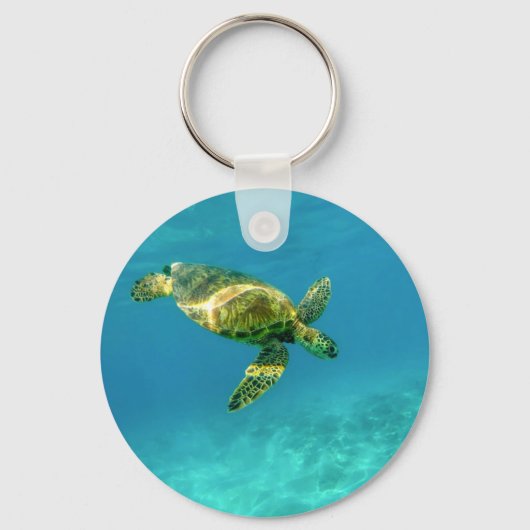 Zee Scheerschildpad zwemt in turkooizen oceaanwate Sleutelhanger (Voorkant)