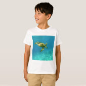 Zee Scheerschildpad zwemt in turkooizen oceaanwate T-shirt (Voorkant volledig)