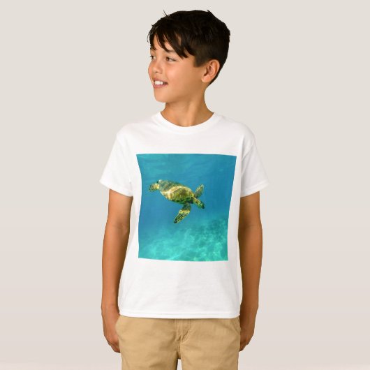 Zee Scheerschildpad zwemt in turkooizen oceaanwate T-shirt (Voorkant volledig)