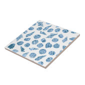 Zee Schelp Aquarel Naustisch Kust Blauw Tegeltje (Zijkant)