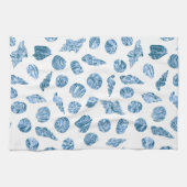 Zee Schelp Aquarel Nautilus Kust Blauw Theedoek (Horizontaal)