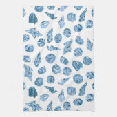 Zee Schelp Aquarel Nautilus Kust Blauw Theedoek (Verticaal)