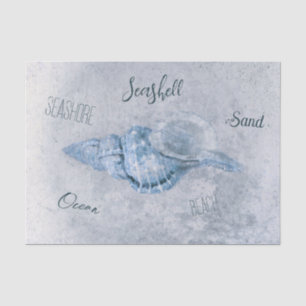 Zee Schelp Blauw Vintage Antiek Strand Ephemera Tissuepapier