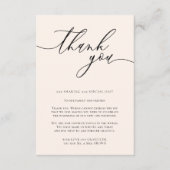 Zee Schelp Blush Calligrafie Aangepaste Foto Bedan Informatiekaartje (Voorkant)