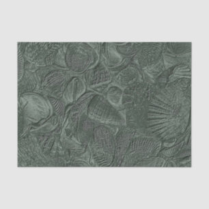 Zee Schelp Kust Strand Donker Salie Groen Metaalac Tissuepapier