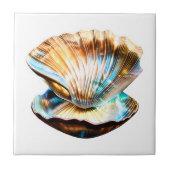 Zee schelp moeder parel iriserende glans glam tegeltje (Voorkant)