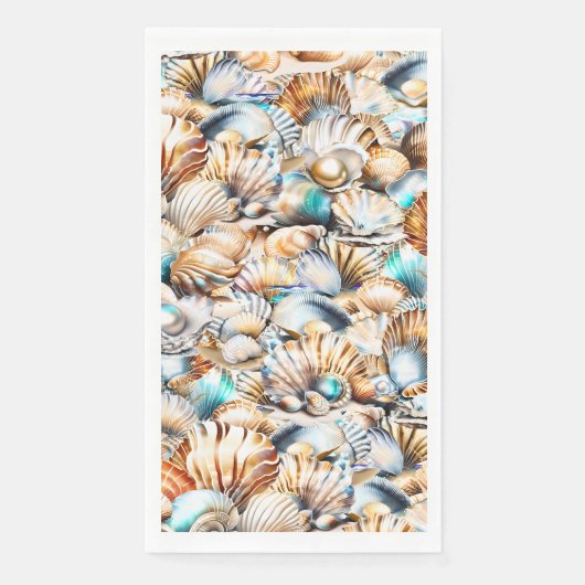 Zee schelp parel diamant kust zand collage servet (Voorkant)