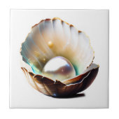 Zee schelp peal iriserende glans glam decor tegeltje (Voorkant)