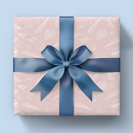 Zee Schelp Roze oceaan strand patroon Cadeaupapier