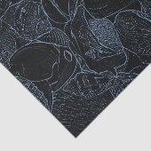 Zee Schelp Stof Blauw Zwart Kust Strand Decoupage Tissuepapier (Detail)
