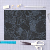 Zee Schelp Stof Blauw Zwart Kust Strand Decoupage Tissuepapier (Craft)