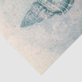 Zee Schelp Turquoise Beige Antieke Oceaankust Text Tissuepapier (Detail)