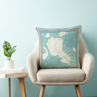 Zee Schelpen Blauwe Zand Shades Achtergrond Kussen