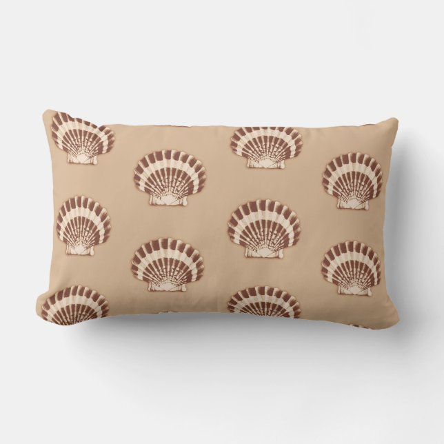 Zee schelpen - bruin en beige kussen (Voorkant)