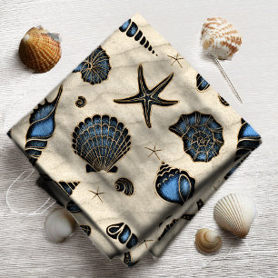 Zee Schelpen en Zand Blauw ID782 Stof