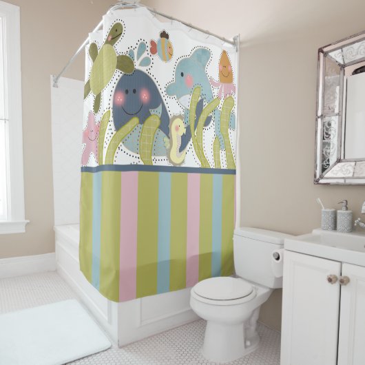 Zee Scheppen walvisbruinvissen Douchegordijn (In situ)