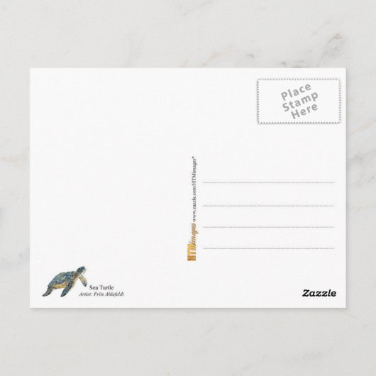 Zee Schets waterverf schildpad Briefkaart (Achterkant)