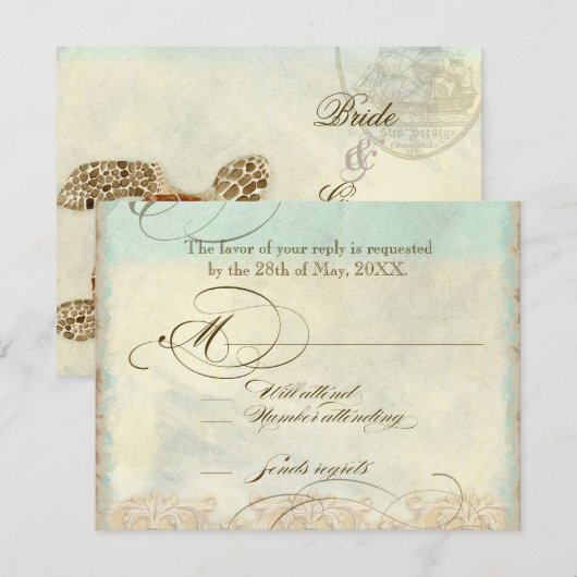 Zee schilder Moderne kustzeekust RSVP Kaartje (Voorkant / Achterkant)