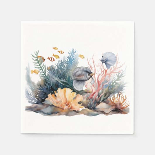 Zee schilderij aquarium servet (Voorkant)