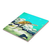 Zee schilderschilderend prachtig blauw Zee Tegeltje (Zijkant)