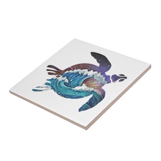 Zee schildert Japanse golven Tegeltje (Zijkant)