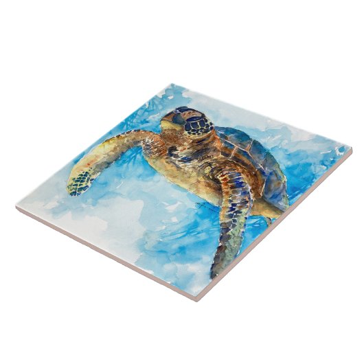 Zee schildpad 33 tegeltje (Zijkant)