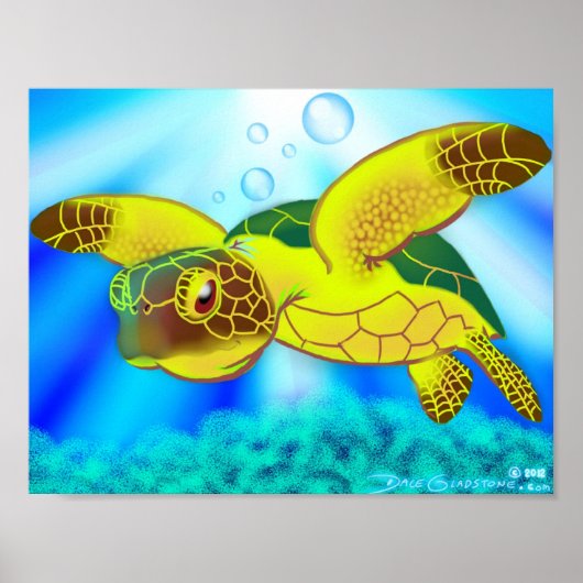 Zee schildpad afdrukken 12b poster (Voorkant)
