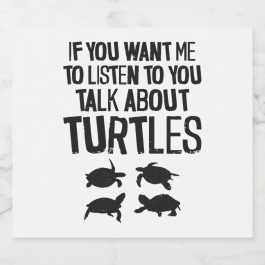 Zee schildpad als je me wilt sparkling wijnetiket (Enkel label)